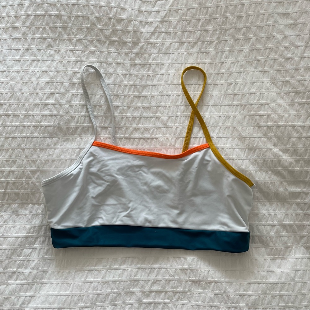 White Bikini Top w/Colorful Straps